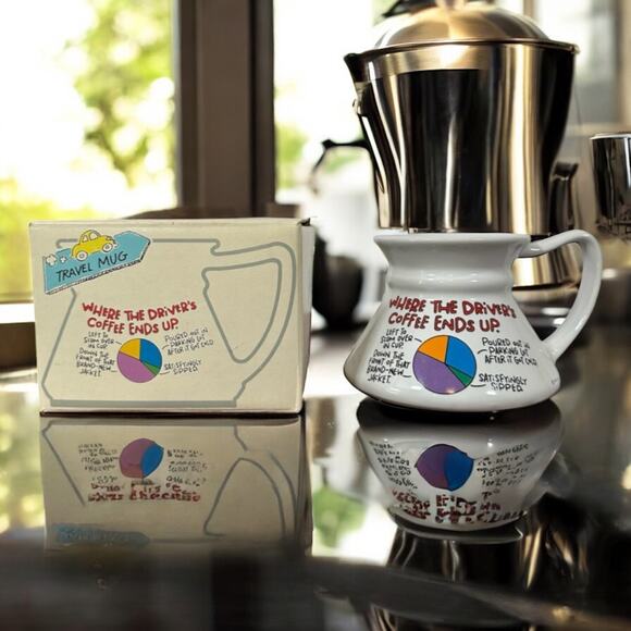 Hallmark Shoebox Greetings VTG Ceramic Travel No Slip Mug Driver's Coffee - Picture 1 of 11